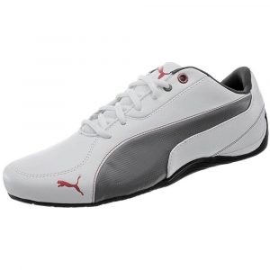 304687-04 PUMA Drift Cat 5 White Steel Grey Ribbon Red