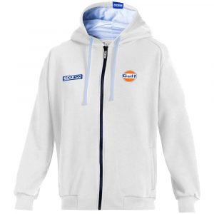 BMF0010S0W01 Sparco Gulf Hooded Full Zip Sweatshirt White