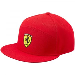 Ferrari SF Flat Peak Baseball Cap Red Side