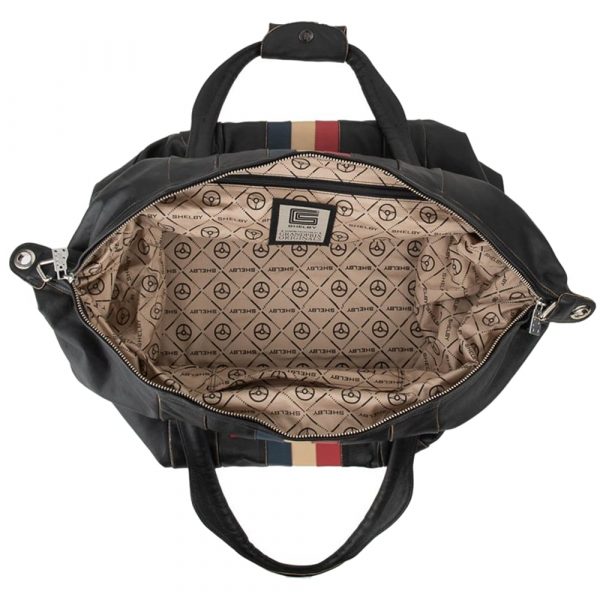 GP0002-DB Shelby Genuine Leather Vintage Stripe Duffel Bag Inside