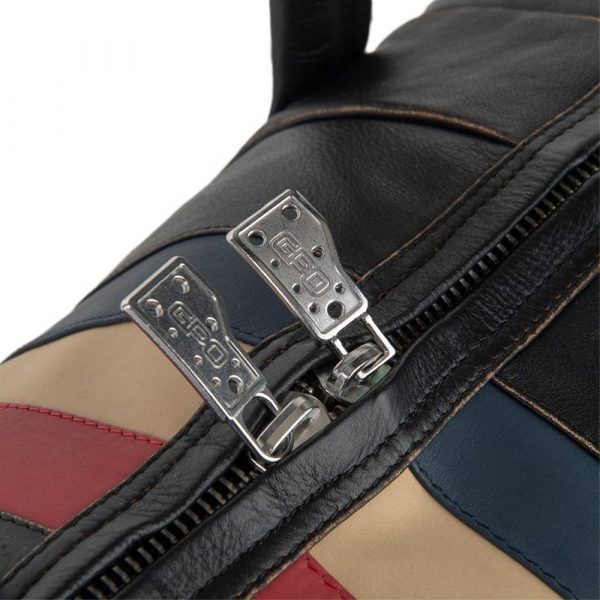 GP0002-DB Shelby Genuine Leather Vintage Stripe Duffel Bag Zip