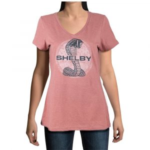 LDM0005-BF Shelby Ladies Tiffany Snake Blush Rhinestone V-Neck Tshirt
