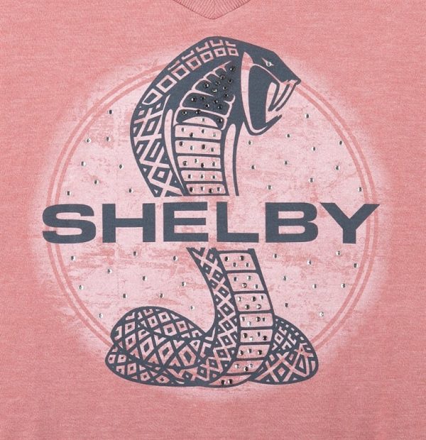 LDM0005-BF Shelby Ladies Tiffany Snake Blush Rhinestone V-Neck Tshirt