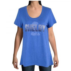 LDM0013-HDR Shelby Womens Ombre Tiffany Snake Rhinestone Blue T-Shirt Front