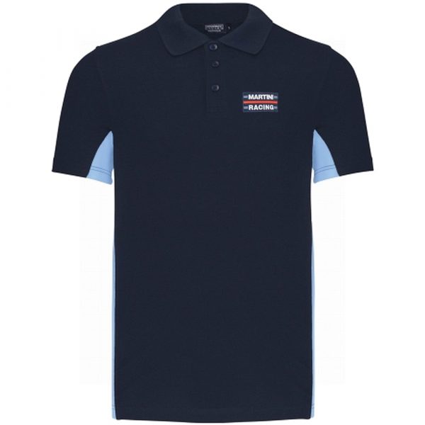 MPM501 Martini Racing Mens Track Polo Shirt Navy and Sky Blue
