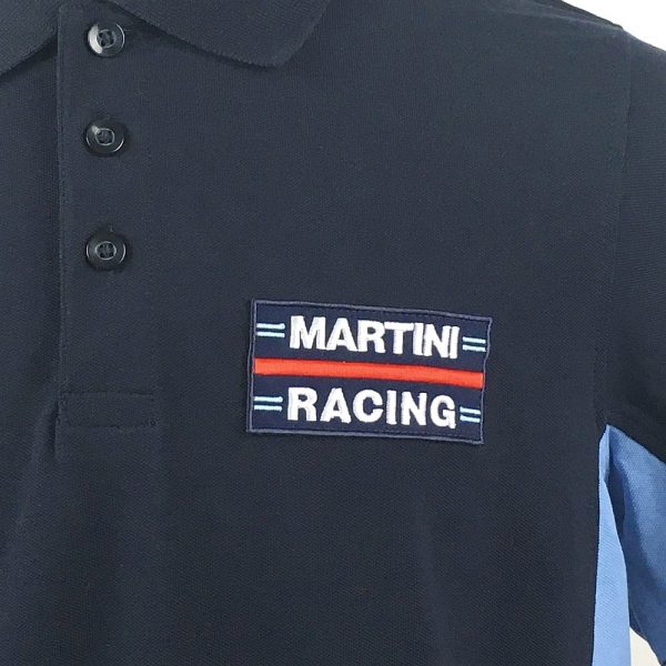 MPM501 Martini Racing Mens Track Polo Shirt Navy and Sky Blue
