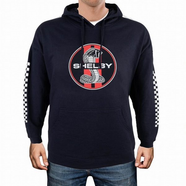 SCA0036-NVY Shelby Tiffany Snake Navy Chequered Sleeved Hoodie