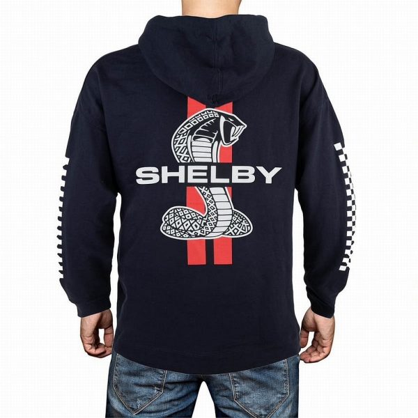 SCA0036-NVY Shelby Tiffany Snake Navy Chequered Sleeved Hoodie