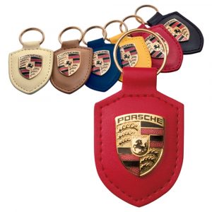 WAP 050 0xx 0x Porsche Leather Key Fob with Metal Colour Crest