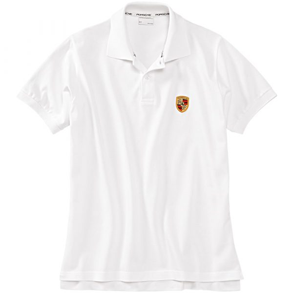 WAP 591 XXX 0B Porsche Mens Crest White Polo Shirt