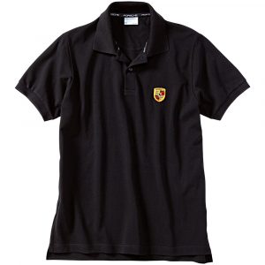 WAP 592 XXX 0B Porsche Mens Crest Black Polo Shirt