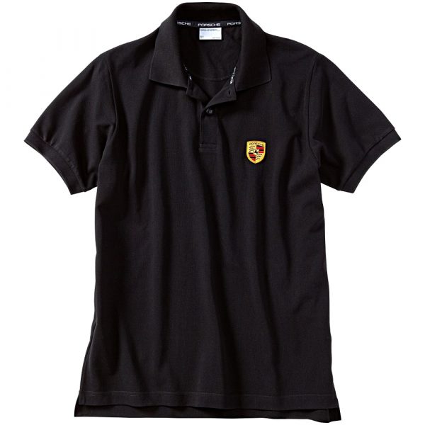 WAP 592 XXX 0B Porsche Mens Crest Black Polo Shirt