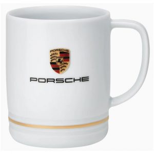 WAP0506060MSTD Porsche Small White Mug Crest and Gold Ring 270ml