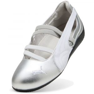 401581-01 Puma Women's Speedcat Ballet Trainers Silver and White