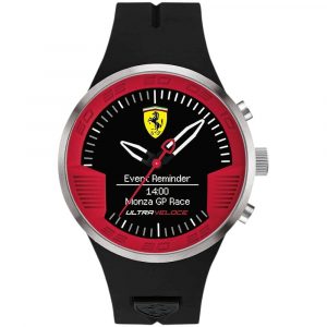 830373 Ferrari Mens Ultraveloce Digital Smart Watch Black-Red Dial