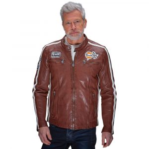 Grandprix Originals Gulf Mens 125 Vintage Race Jacket Cognac