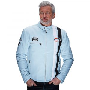 Grandprix Originals Gulf Mens Roadmaster Racing Jacket Light Blue