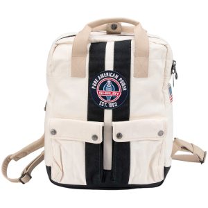 Classic Legend Motors Carroll Shelby GT40 Leather and Canvas Backpack Cream