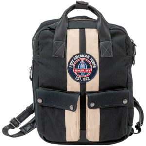 Classic Legend Motors Carroll Shelby GT40 Leather and Canvas Backpack Navy Blue