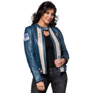 Classic Legend Motors Carroll Shelby Ladies Shelby Leather Jacket Royal Blue